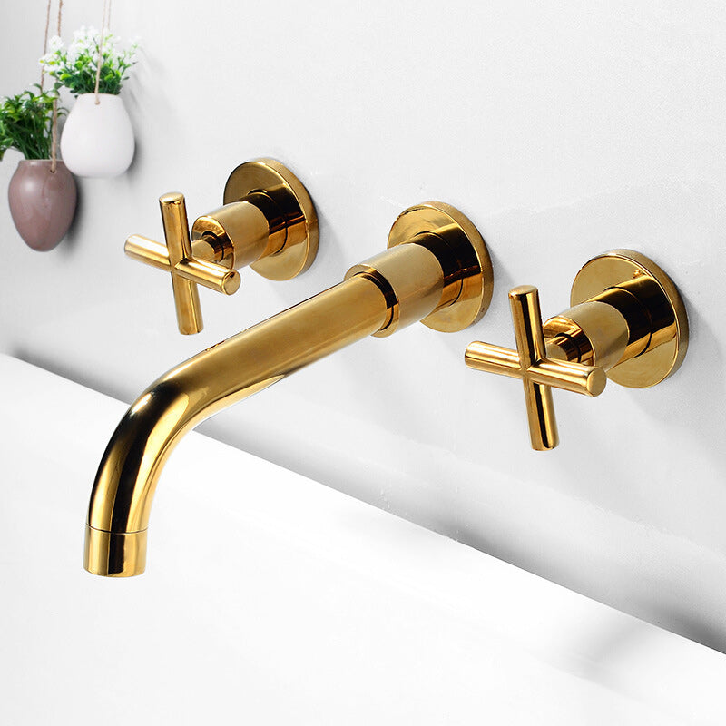 Maliben | 3 Holes Faucet 2 Cross Handle Wall-Mounted Faucet For The Bathroom