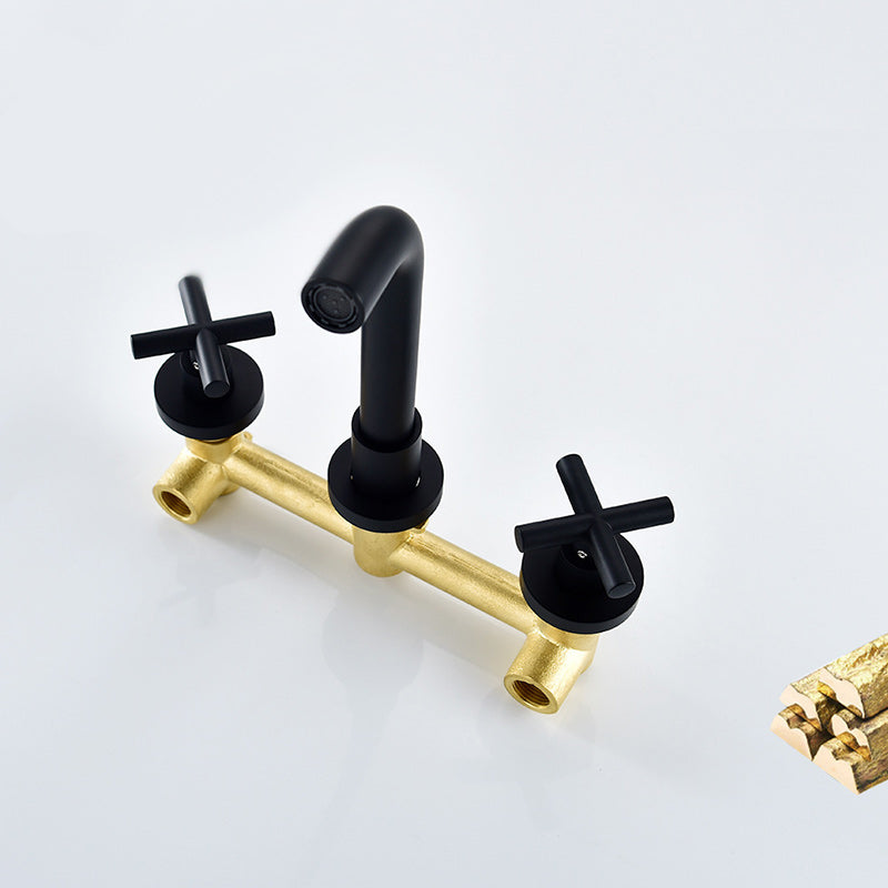 Maliben | 3 Holes Faucet 2 Cross Handle Wall-Mounted Faucet For The Bathroom