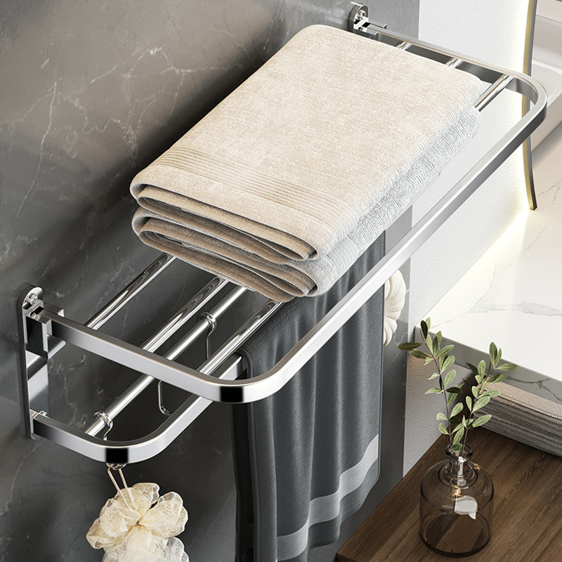 Maliben | Polished Chrome Modern Bathroom Accessory Set In Stainless Steel With Bath Shelf/Towel Bar