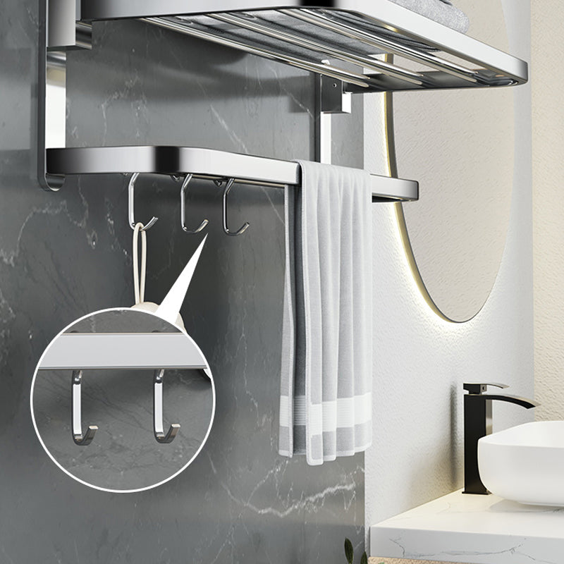 Maliben | Polished Chrome Modern Bathroom Accessory Set In Stainless Steel With Bath Shelf/Towel Bar