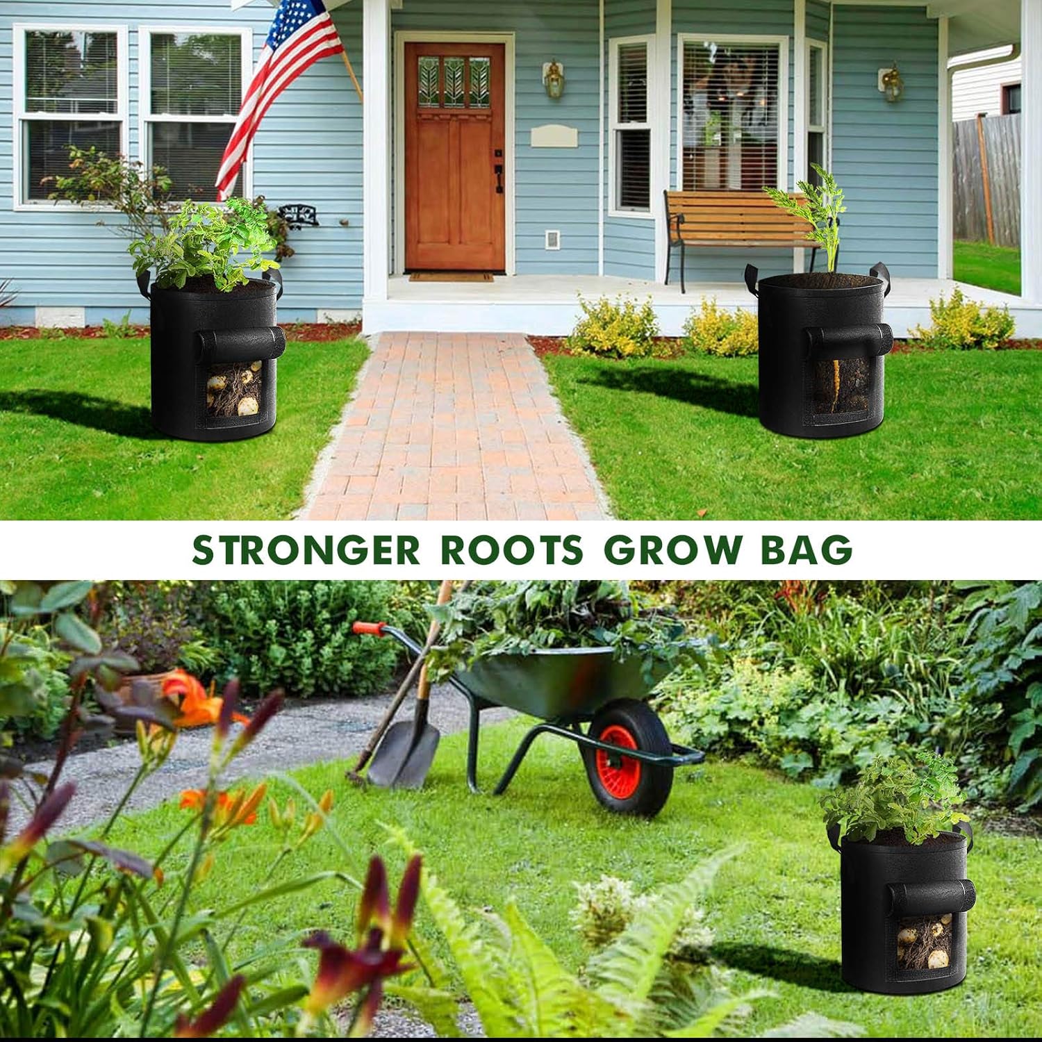 Maliben | 5/7/10/15 Gallon Potato Planting Growing Thickened Nonwoven Plant Fabric Pot Nursery Bags For Home Gardening