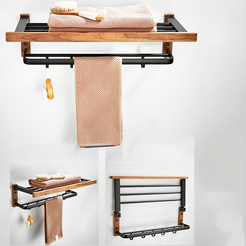 Maliben | Wood And Aluminum Bath Accessory Set Black Bathroom Accessory Kit