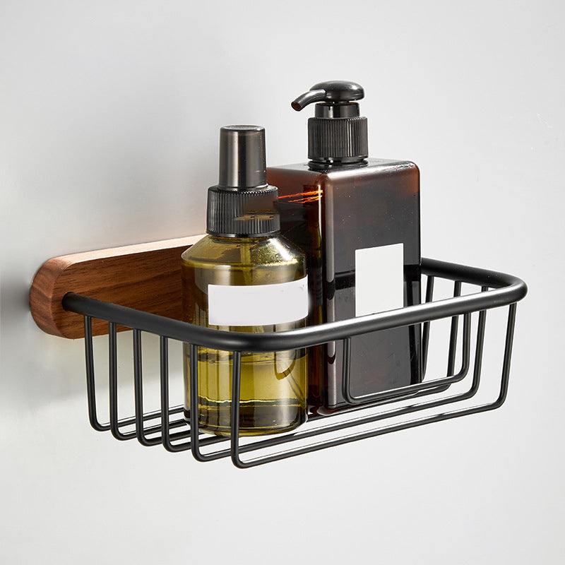Maliben | Wood And Aluminum Bath Accessory Set Black Bathroom Accessory Kit