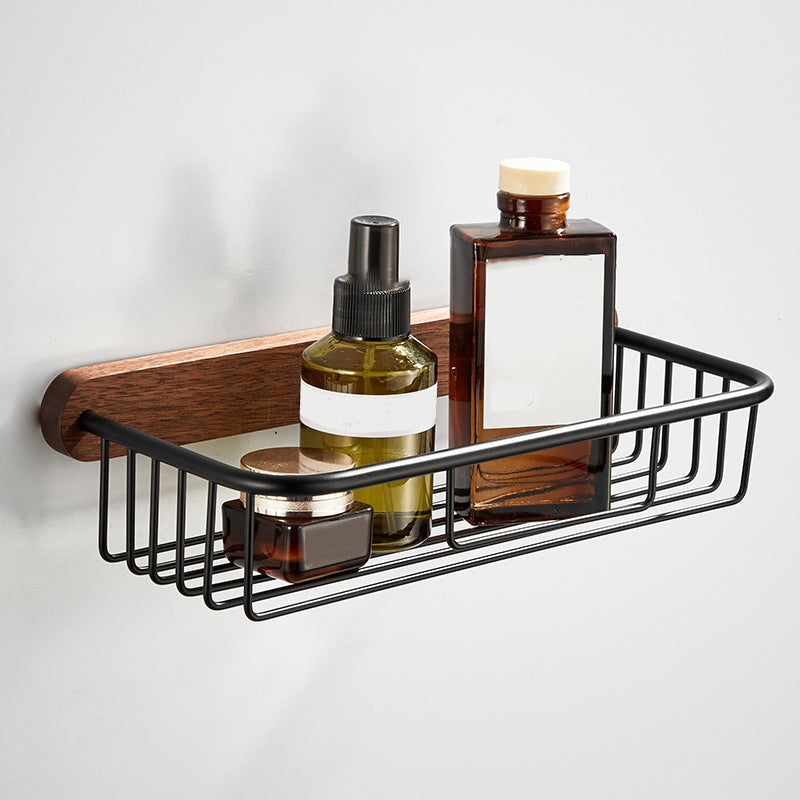 Maliben | Wood And Aluminum Bath Accessory Set Black Bathroom Accessory Kit