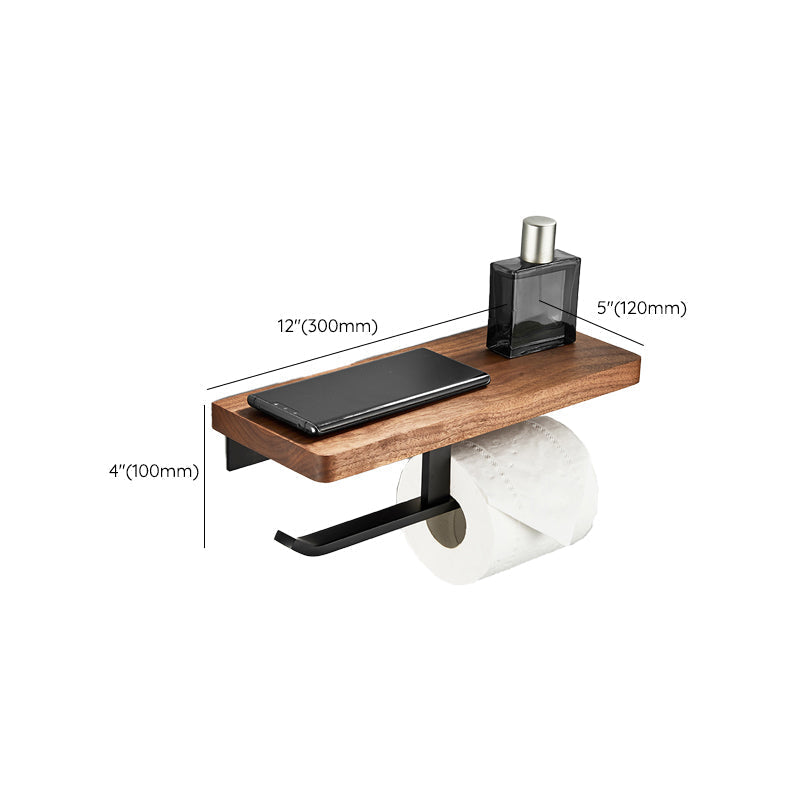 Maliben | Wood And Aluminum Bath Accessory Set Black Bathroom Accessory Kit