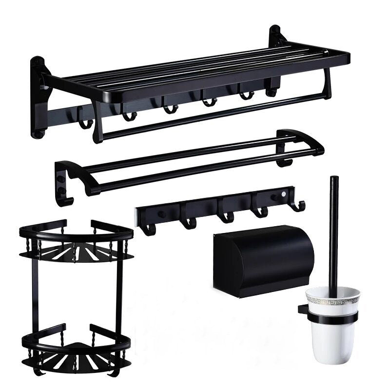 Maliben | Modern 5/6-Piece Bathroom Accessory Set With Bathroom Shelf/Robe Hooks/Towel Bar