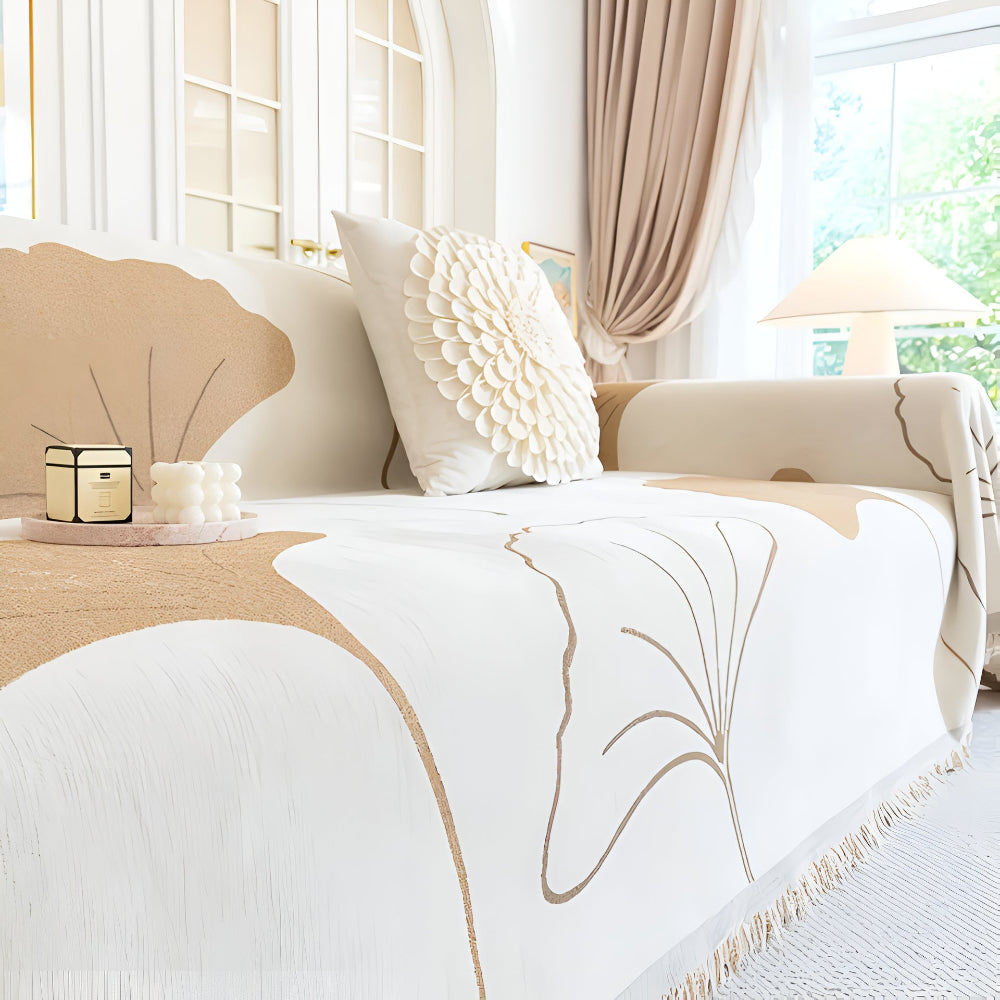 Maliben | Pastoral Style Ginkgo Leaf Sofa Cover