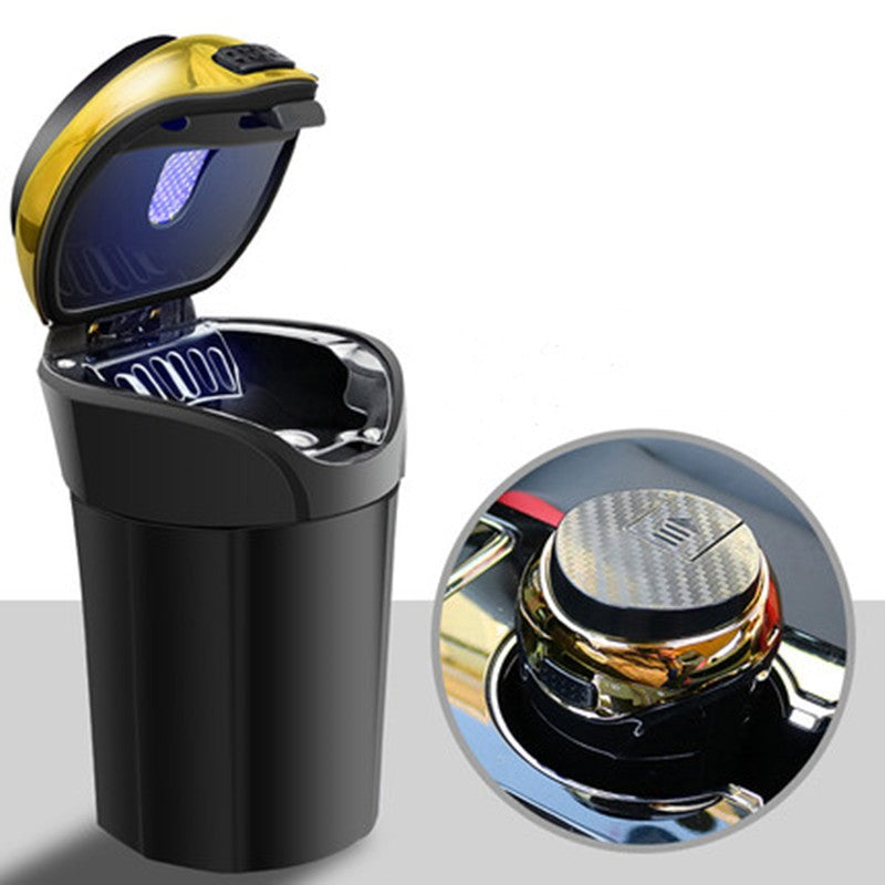 Maliben | Detachable Stainless Steel Car Ashtray With Lid And Led Light, Powered