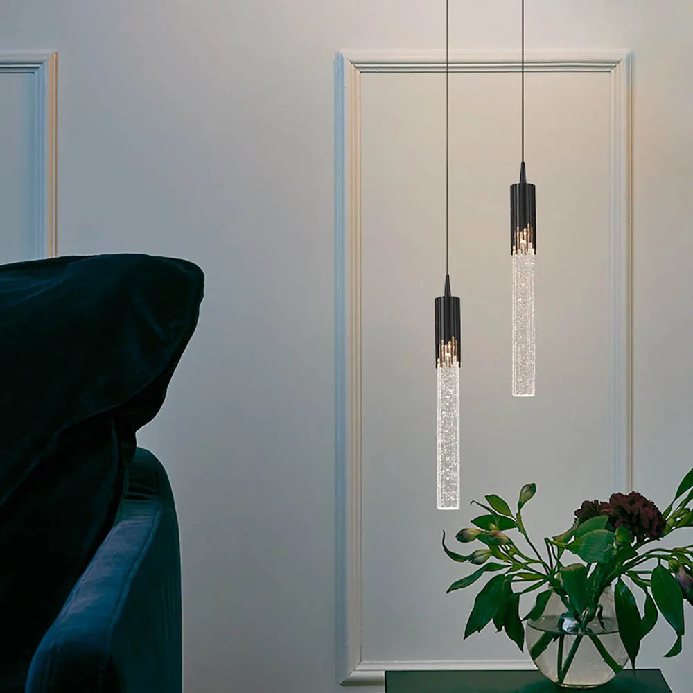 Maliben | Glass Pendant Lamp In Cylinder Shape - Lustreau