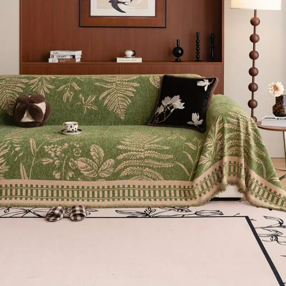 Maliben | Foliage Floral Chenille Sofa Cover