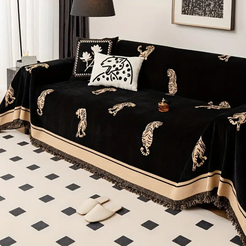 Maliben | Safari Tiger Chenille Sofa Cover