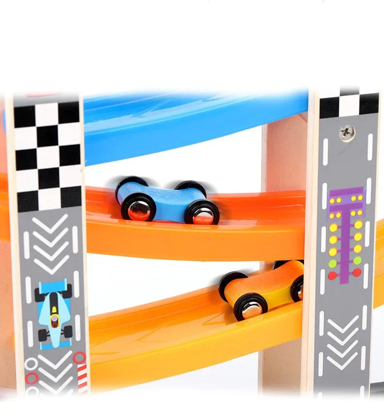 Maliben | Wooden Car Ramp Race Track – Nostalgic Fun For Little Car Fans