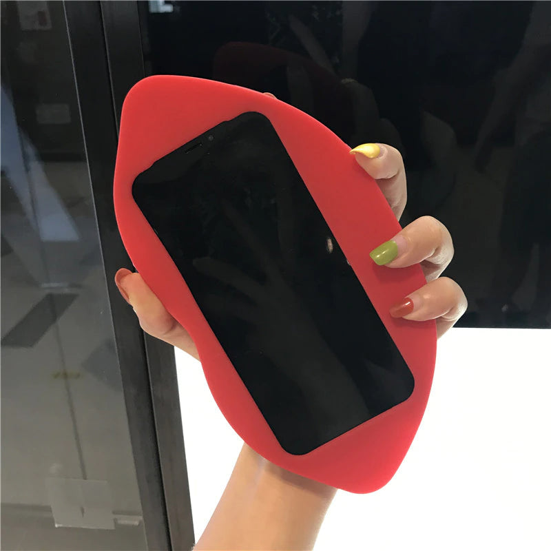 Maliben | 3d Big Red Lip Mouth Kiss Soft Silicone Shoulder Iphone Cases