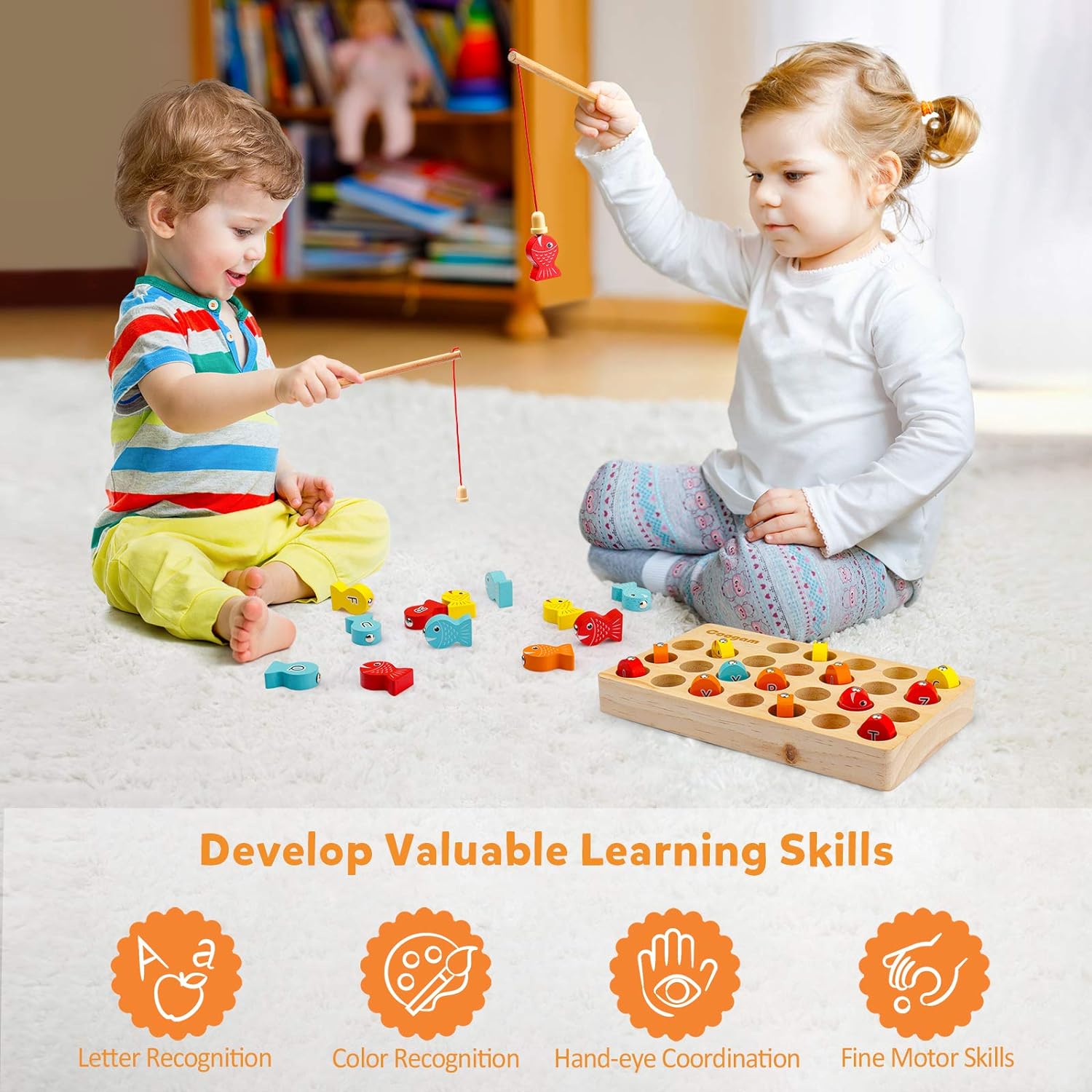Maliben | Enchanting Wooden Magnetic Fishing Game - Educational Play Fun For Toddlers