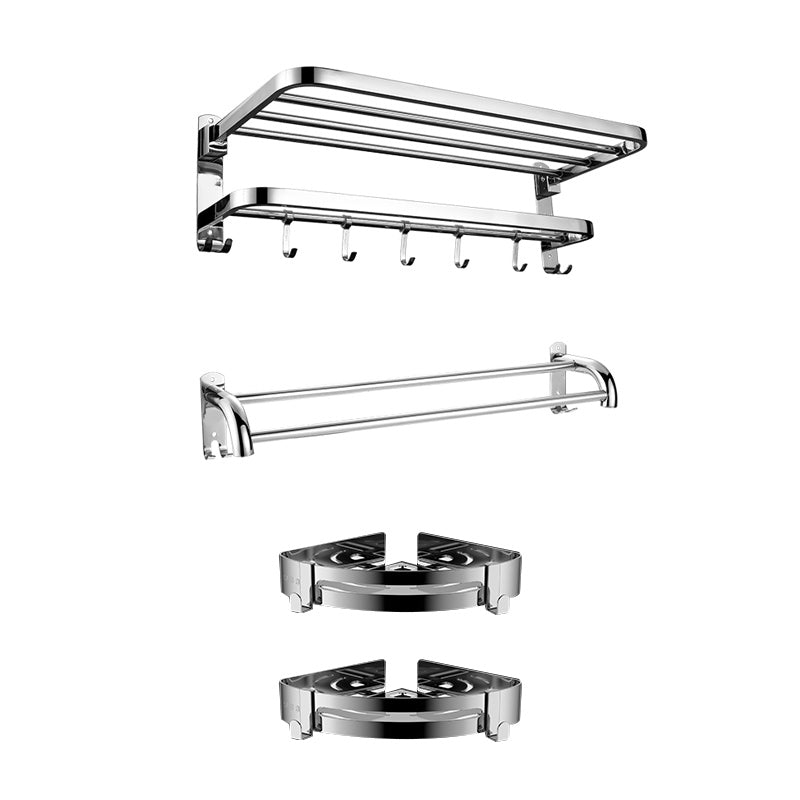 Maliben | Contemporary Bathroom Accessory Set Made Of Chrome-Plated Stainless Steel With Bathrobe Hooks/Towel Rail