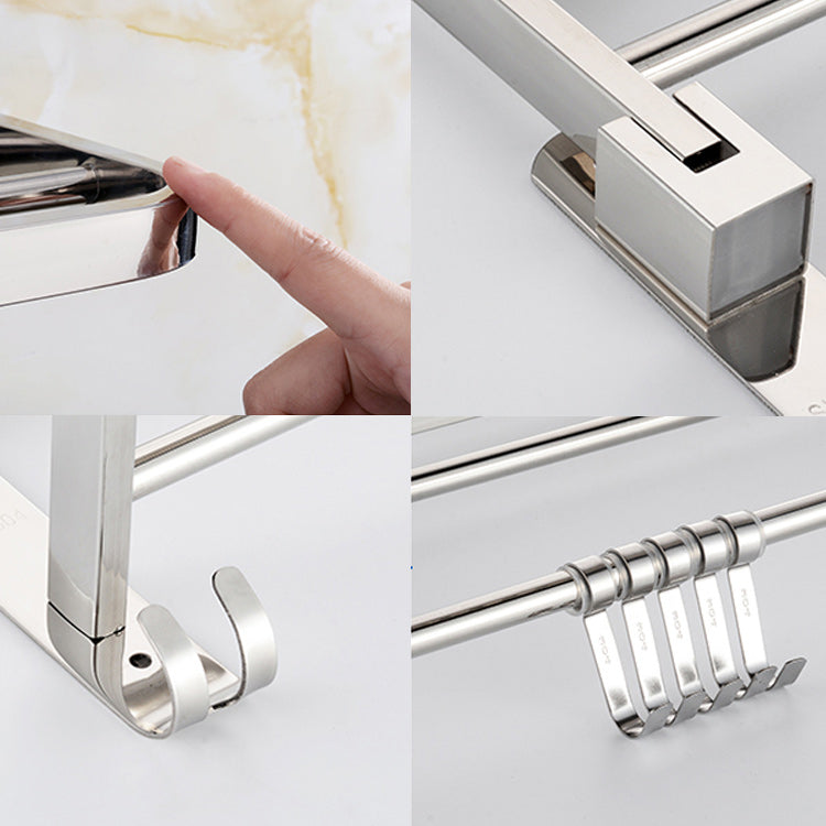 Maliben | Contemporary Bathroom Accessory Set Made Of Chrome-Plated Stainless Steel With Bathrobe Hooks/Towel Rail