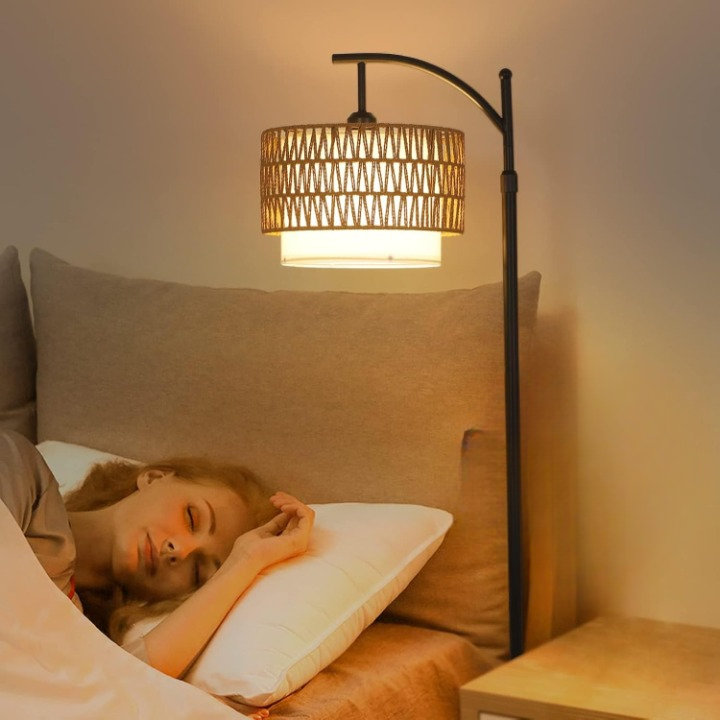 Maliben Arc Floor Lamp with Remote Control & Dual Shades – Norvella