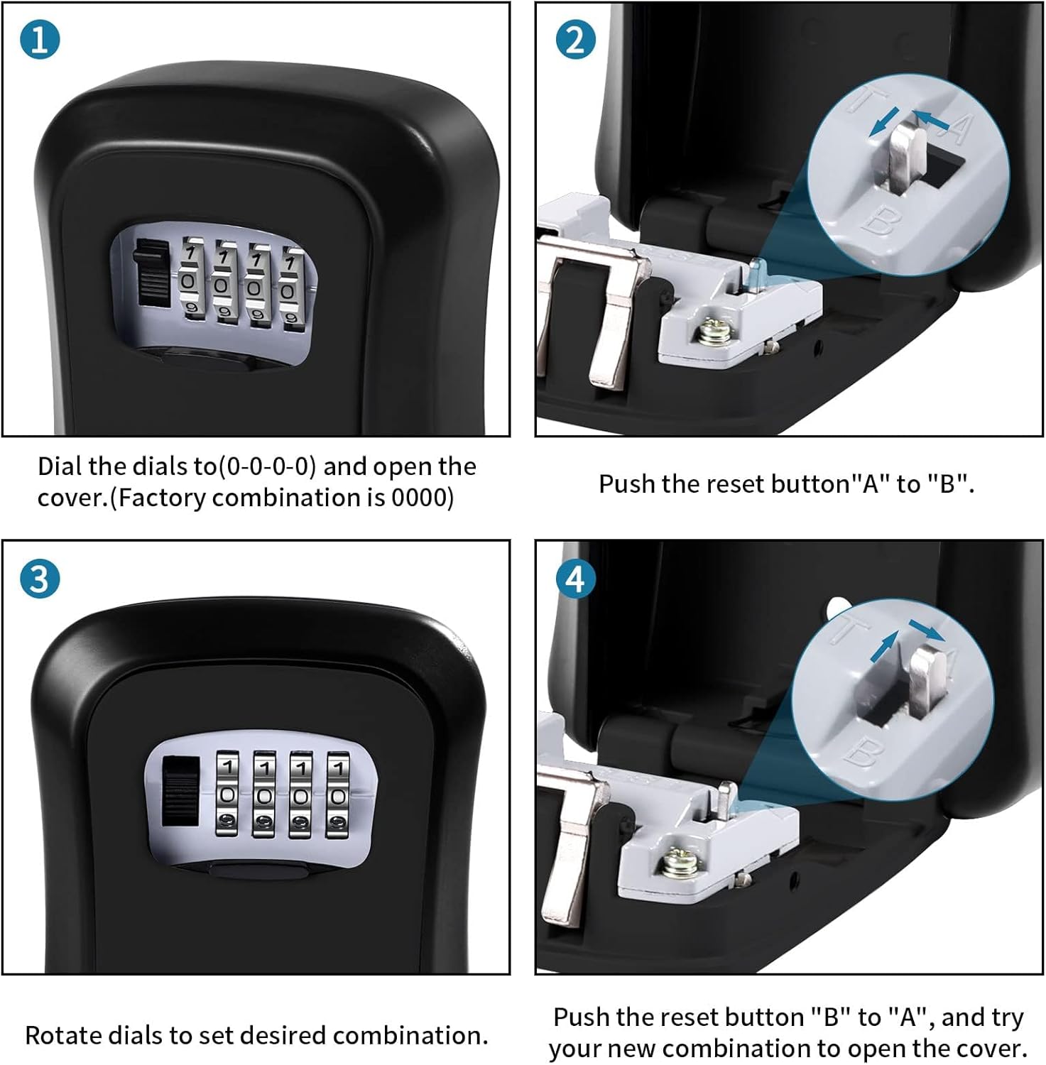 Maliben | Key Safe Wall Mounted-Key Lock Box With 4 Digit Combination