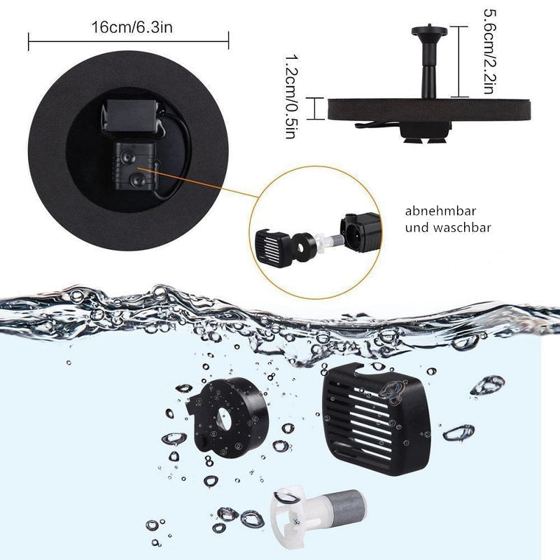 Maliben | Solar Energy Fountain Pump Watersoft – FOr Pond, Birdbath or Garden Decoration