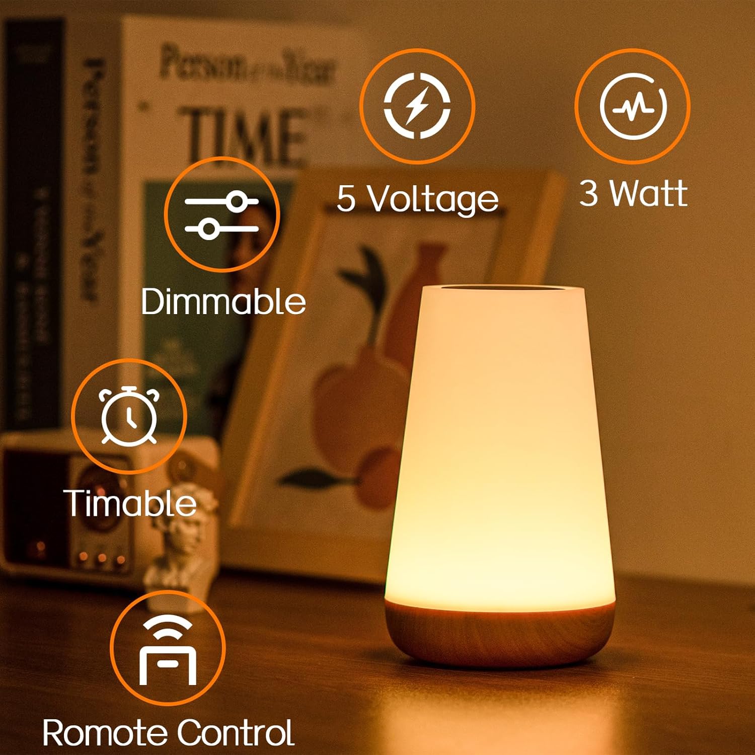 Maliben | Night Light, Led Touch Bedside Table Lamp, 13 Rgb Colours Changing