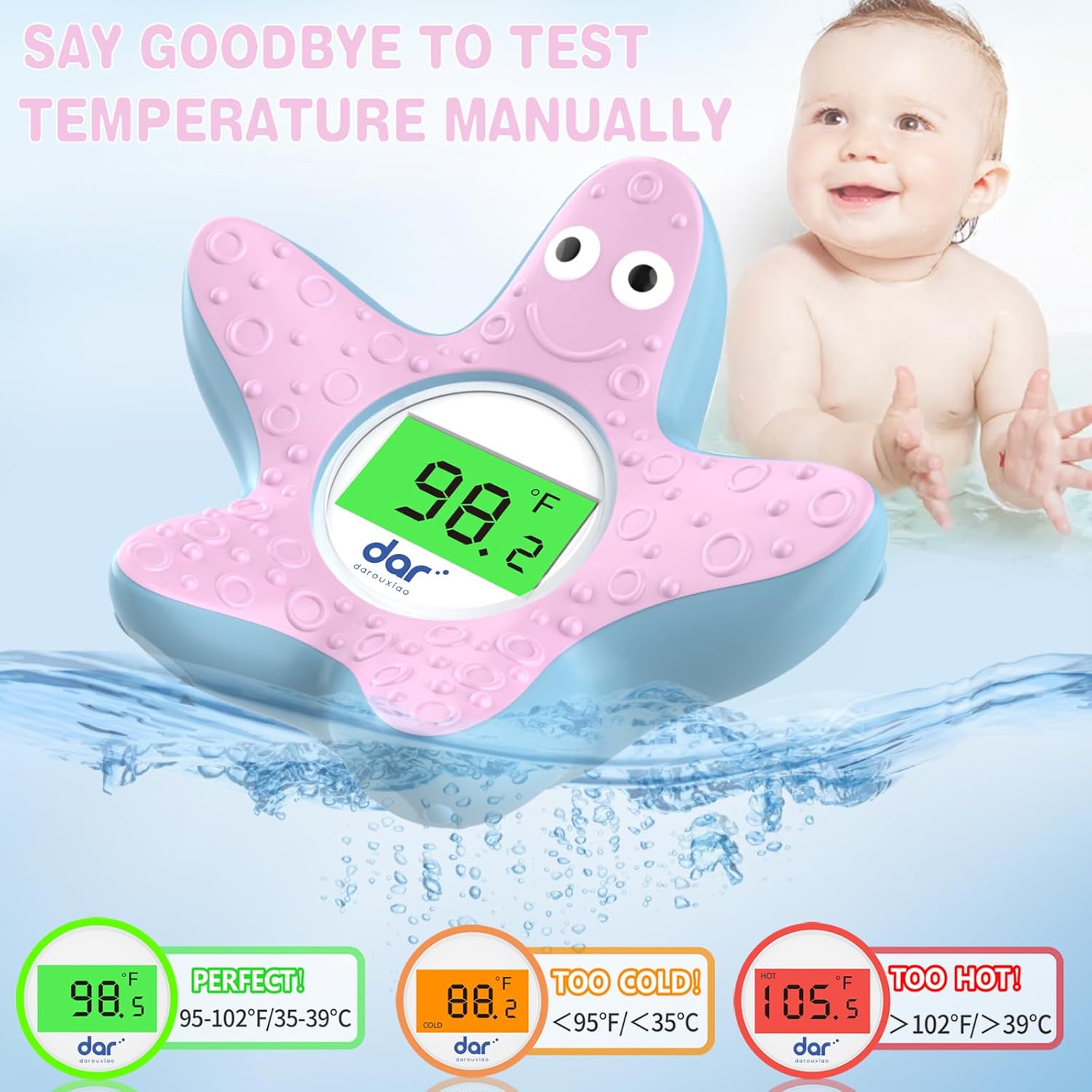 Maliben | Aquaveilig Baby Bath Thermometer – Digital Display With 3 Colors And Temperature Warning