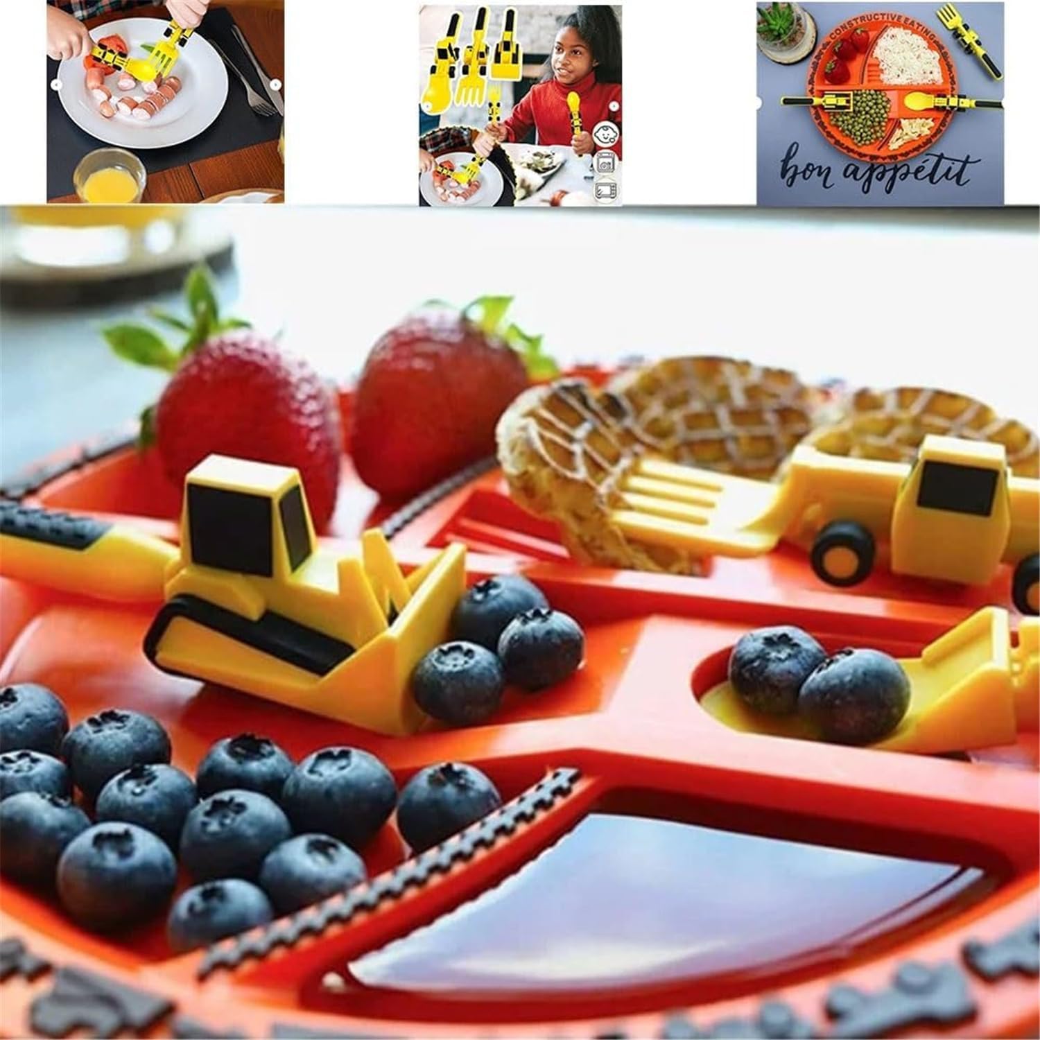 Maliben | Build & Bite | Eating Pleasure For Little Builders - Playful Children's Cutlery Set