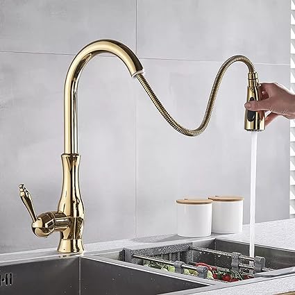 Maliben | Brass Kitchen Faucet Pull Out Mixer Sink Water Tap 360 Rotation Single Handle