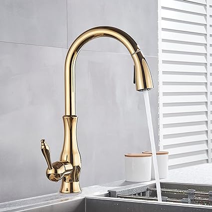 Maliben | Brass Kitchen Faucet Pull Out Mixer Sink Water Tap 360 Rotation Single Handle