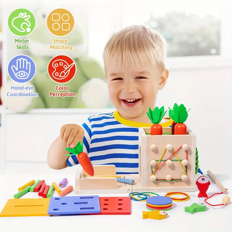 Maliben | 8-In-1 Wooden Montessori Play Box – Educational Toy For Babies