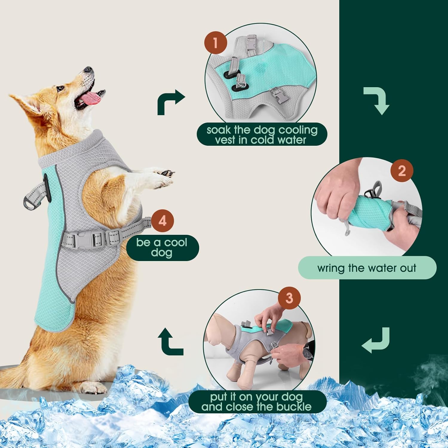Maliben Summer Reflective Dog Cooling Vest & Quick-Release Harness