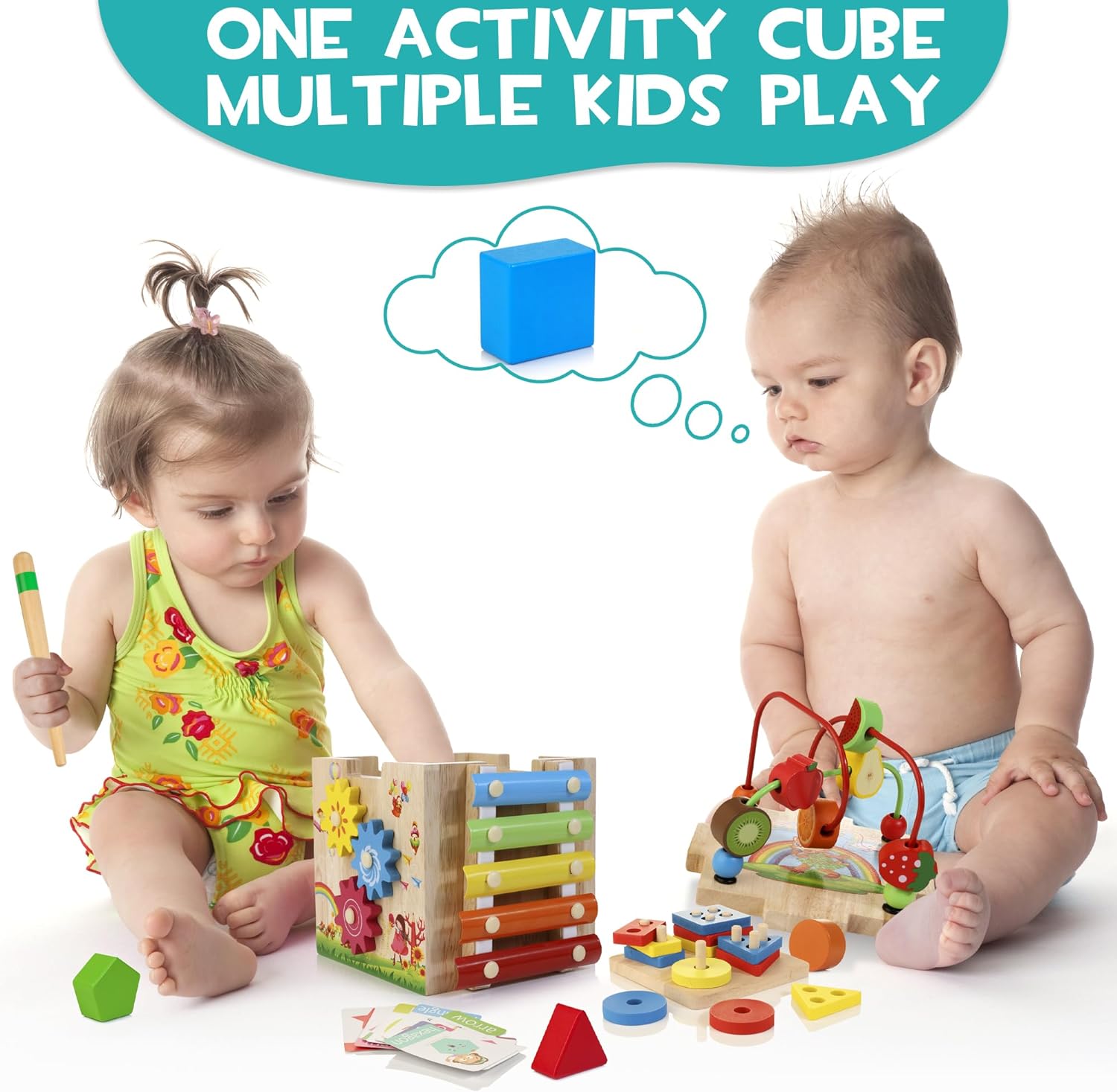 Maliben | Stylish 8-In-1 Montessori Activity Cube - Educational Play Fun For Babies