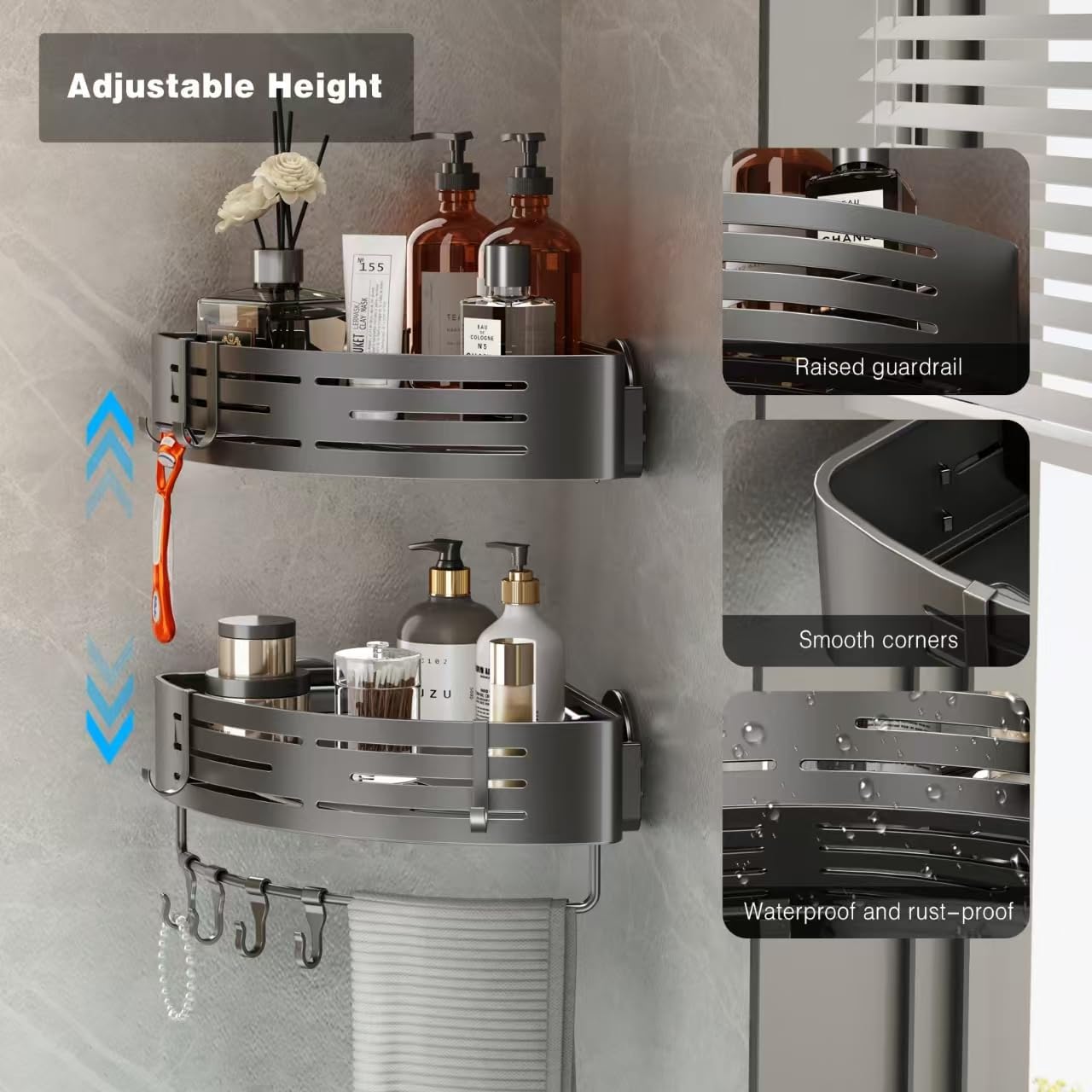 MAliben | Caddycraft Triangular Shower Organizer | Maximize Space With a Stylish, Versatile Caddy
