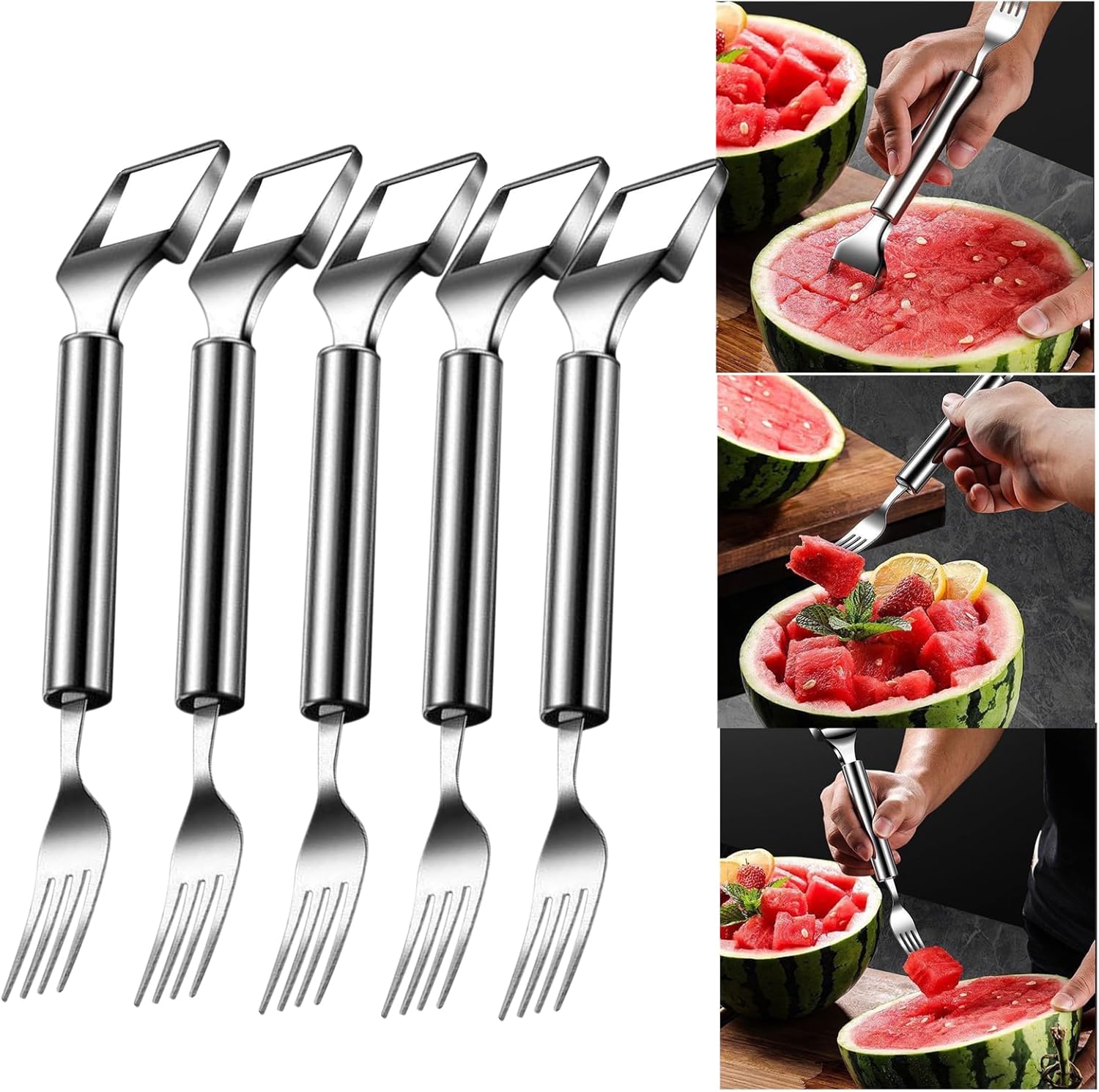 Maliben | Woyuosn 2-In-1 Stainless Steel Watermelon Fork Slicer