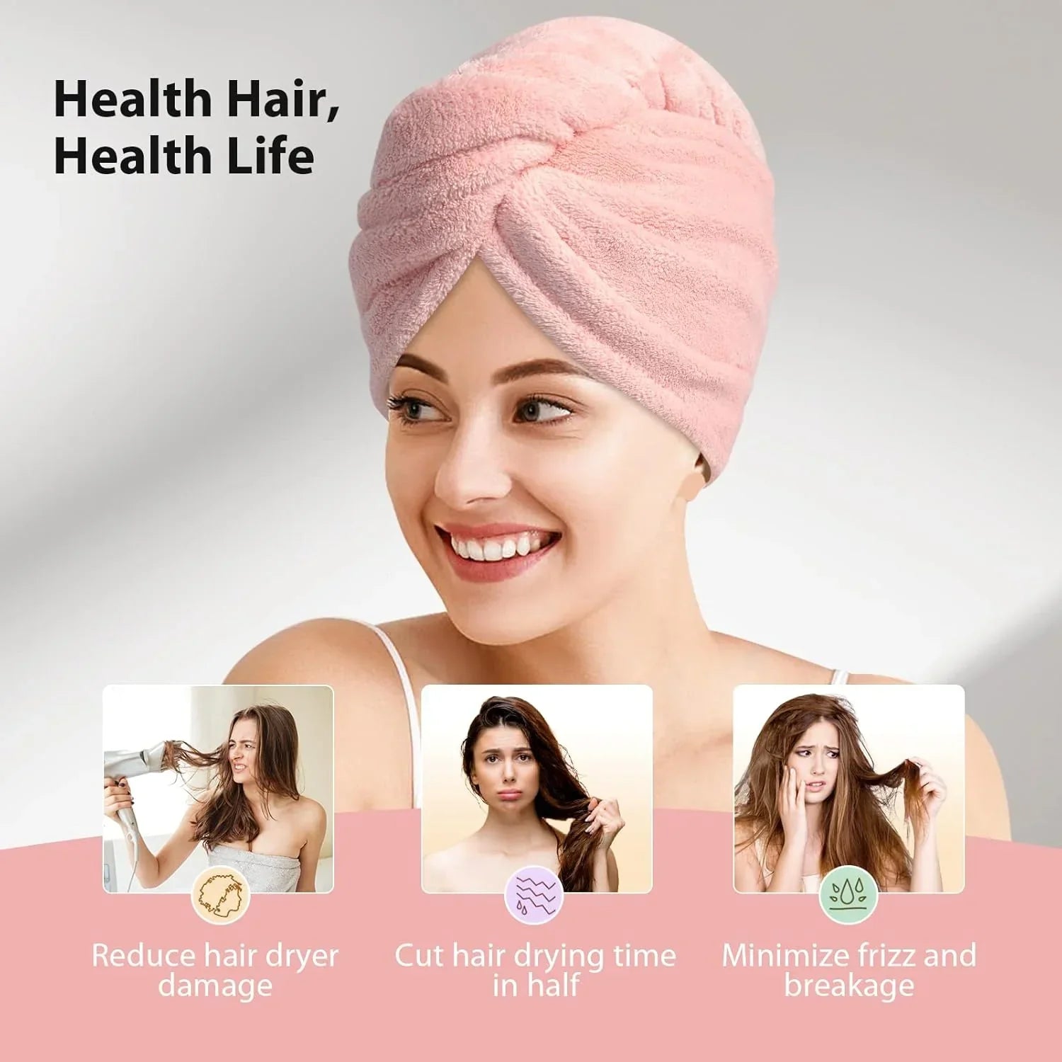 Maliben | Microfiber Hair Towel Set | 3 Pack For Quick Drying