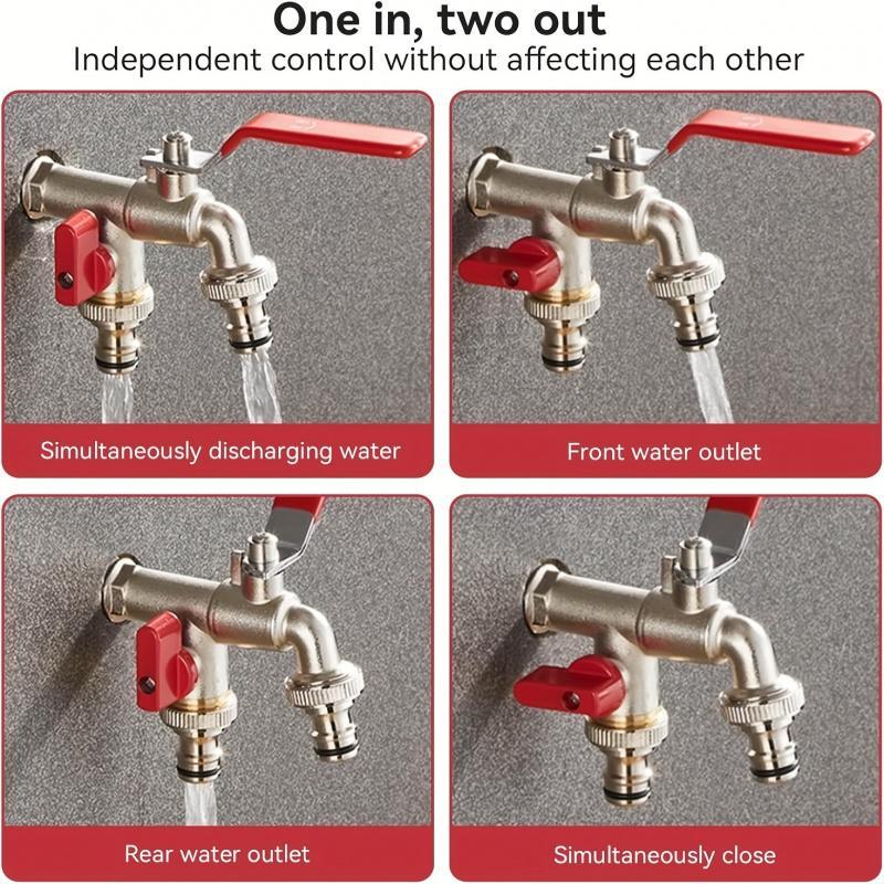 Maliben | Dual-Outlet Stainless Garden Faucet – Rustproof 2-Way Tap With Quick Connect & Independent Valves