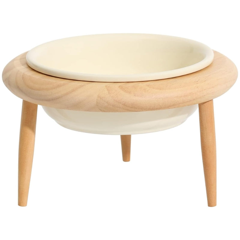 Maliben | Misha Ceramic Elevated Cat Bowl with Wooden Stand