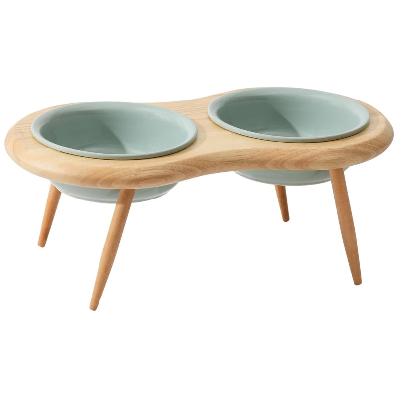 Maliben | Misha Ceramic Elevated Cat Bowl with Wooden Stand