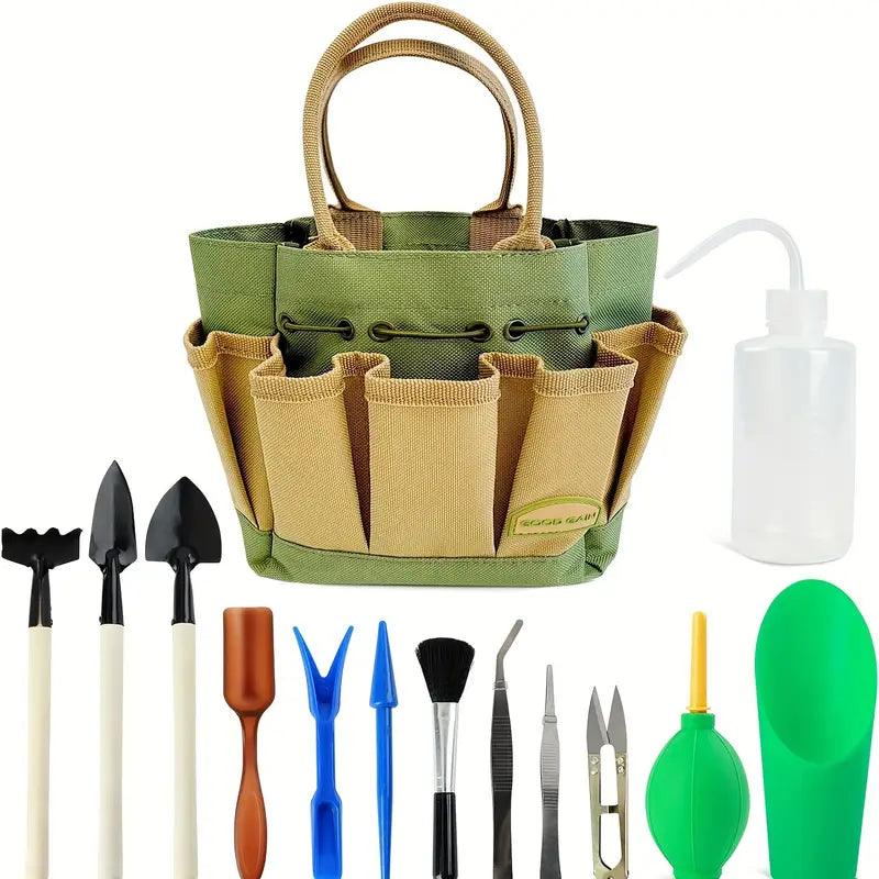 Maliben | Planturo Mini Garden Tool Set | 13-Piece | For Bonsai, Succulents & Houseplants | With Organizer Bag