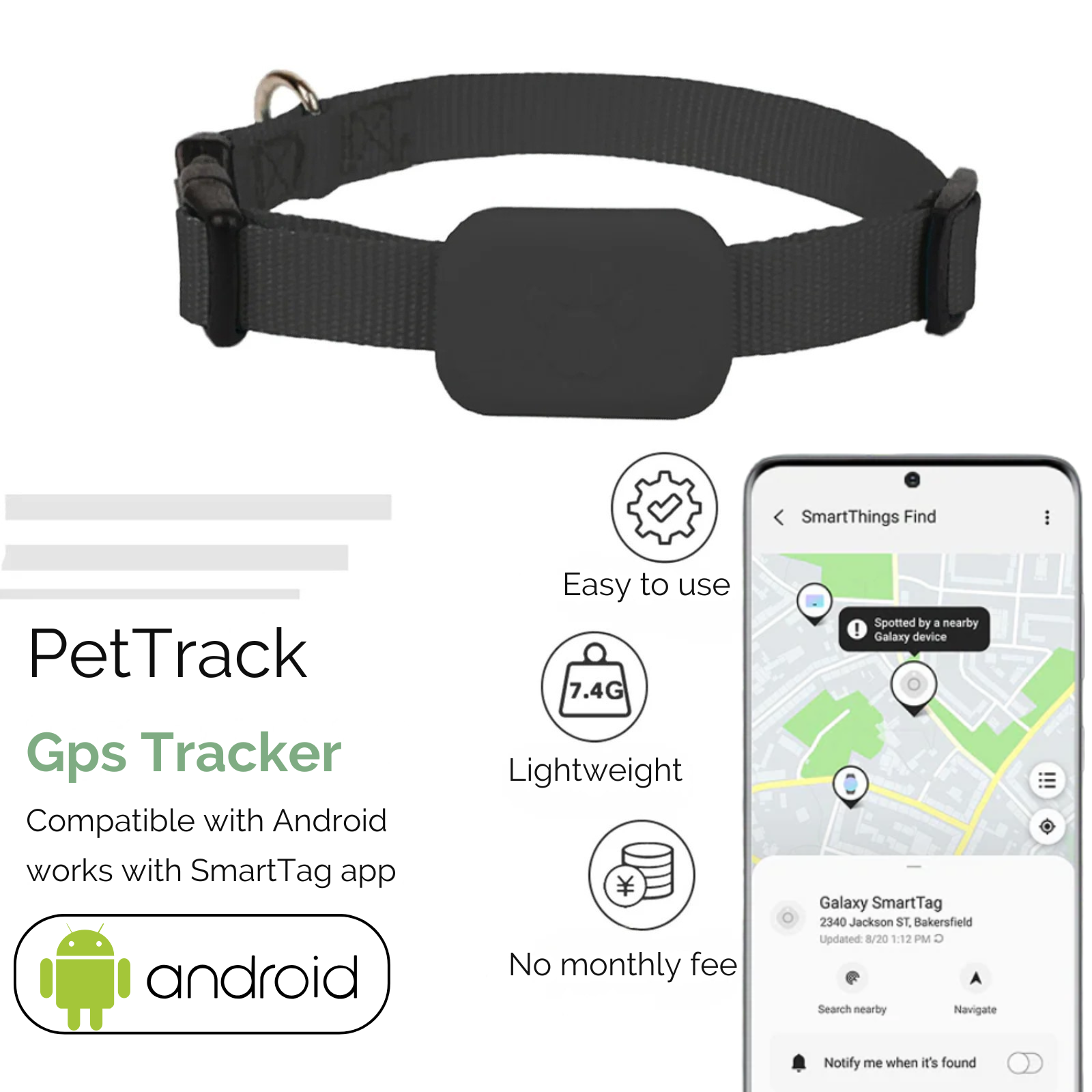 Maliben | AnimalTracker Mini – Smart Dog and Cat Bluetooth Collar Tracker