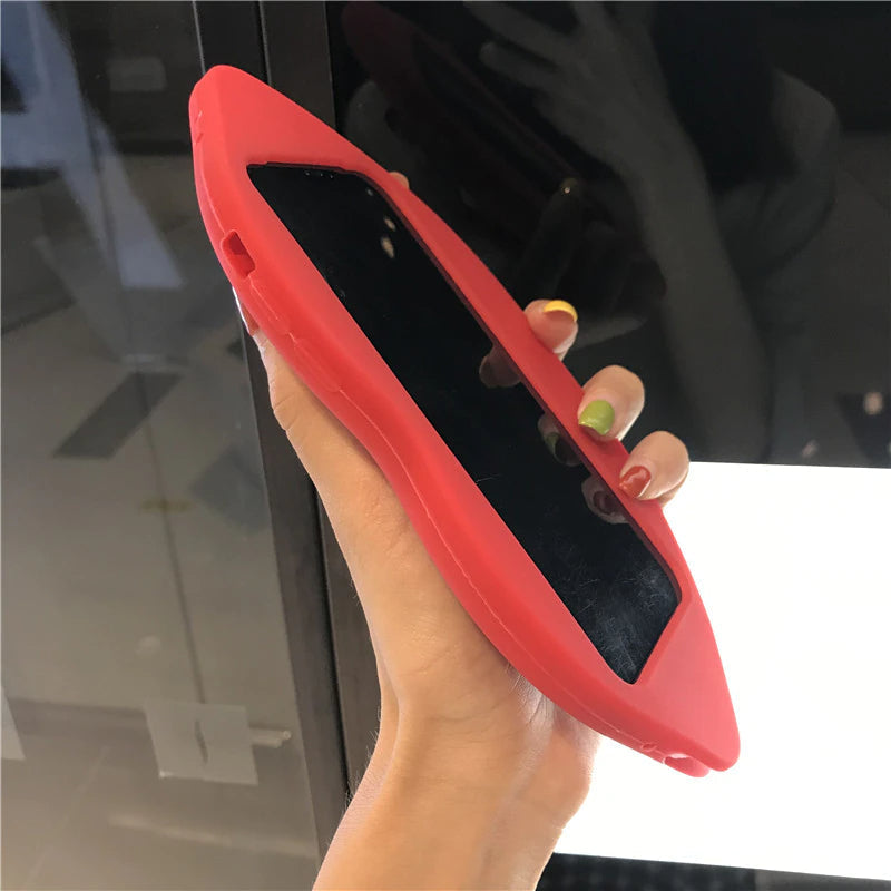 Maliben | 3d Big Red Lip Mouth Kiss Soft Silicone Shoulder Iphone Cases