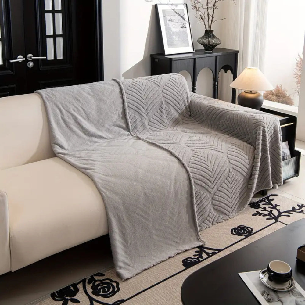 Maliben | Herringbone Leaf Design Fleece Sofa Cover