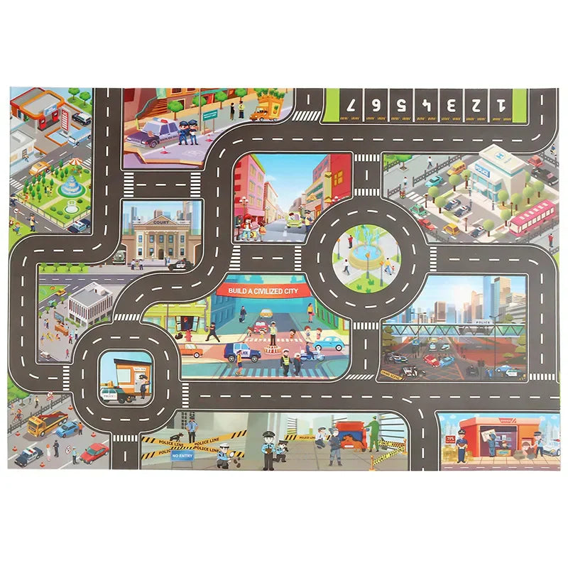 Maliben | Fun On Wheels – Traffic Play Mat For Kids