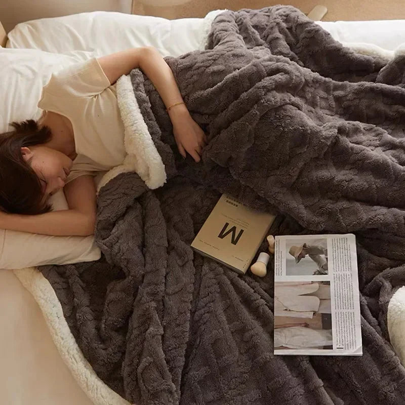 Maliben | Thick Lambswool Winter Fleece Blanket - Luxycozy