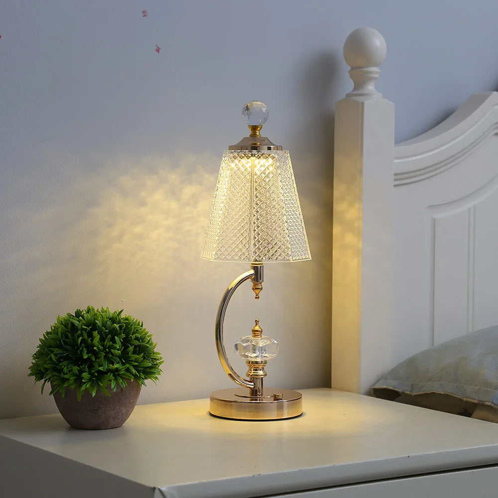 MAliben | Vintage Crystal Table Lamp - Elegant Vintage Crystal Table Lamp For a Charming Atmosphere