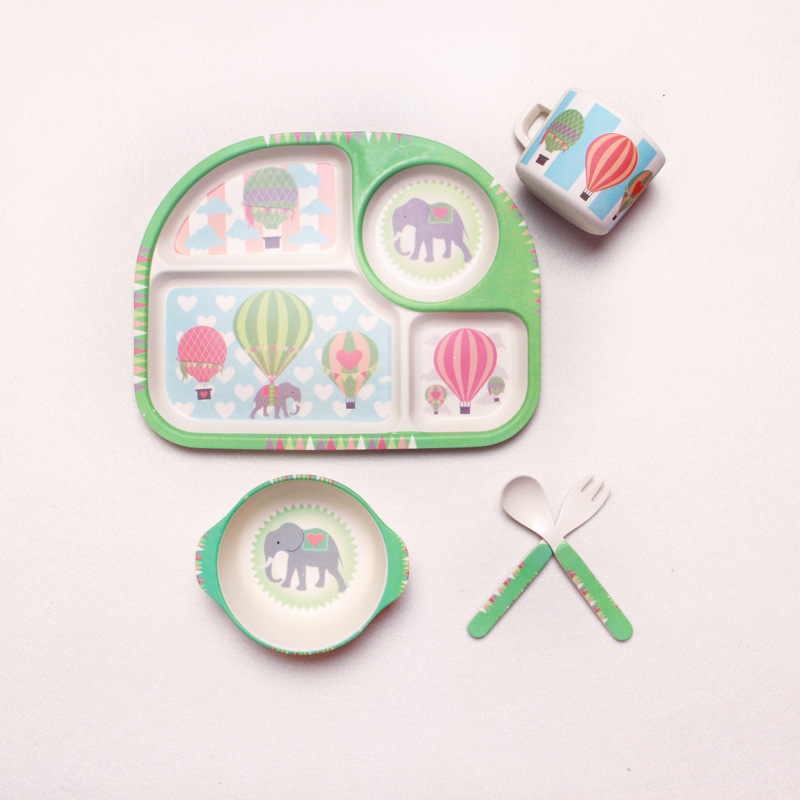 Maliben | Baby Dish Set With Cloud Design – Plate, Bowl, Cup & Cutlery For Children
