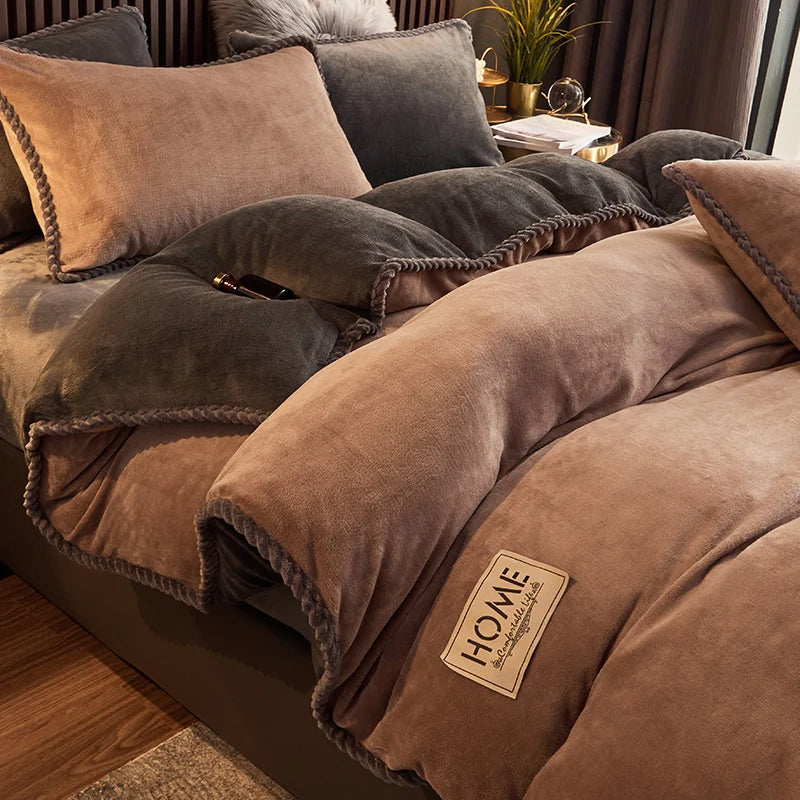 Maliben | Luxury Velvet Fleece Duvet Cover Set - Plushhaven