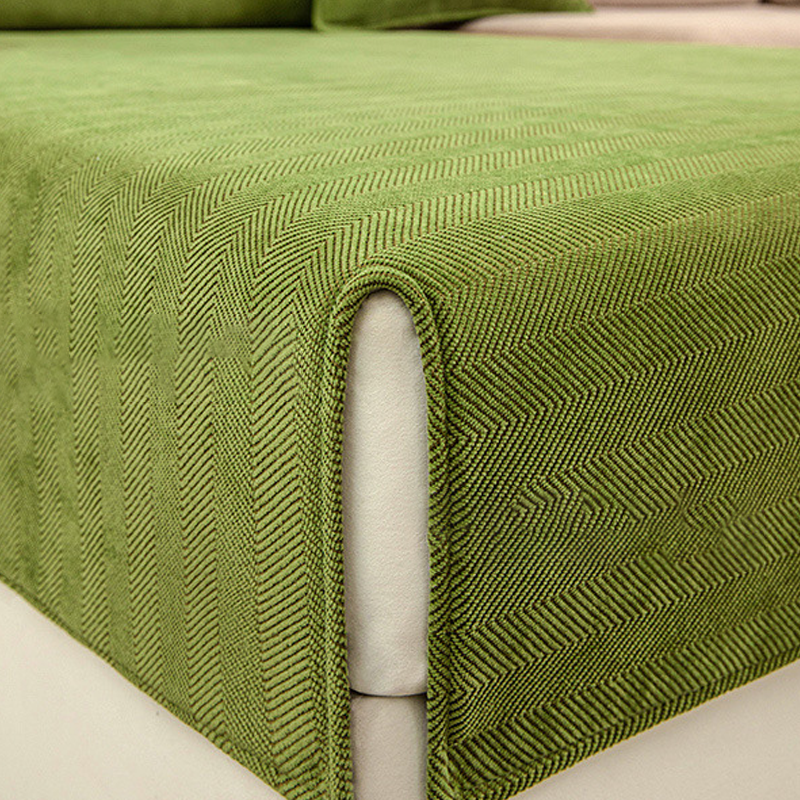 Maliben | Wavy Check Chenille Fabric Furniture Protector Sofa Cover