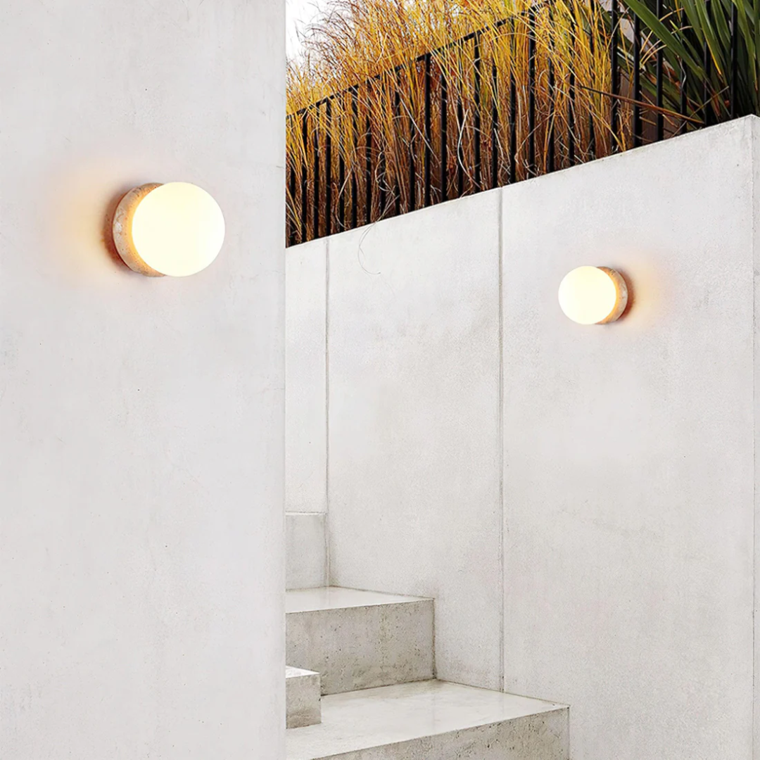 Maliben | Travertine Waterproof Outdoor Wall Lamp
