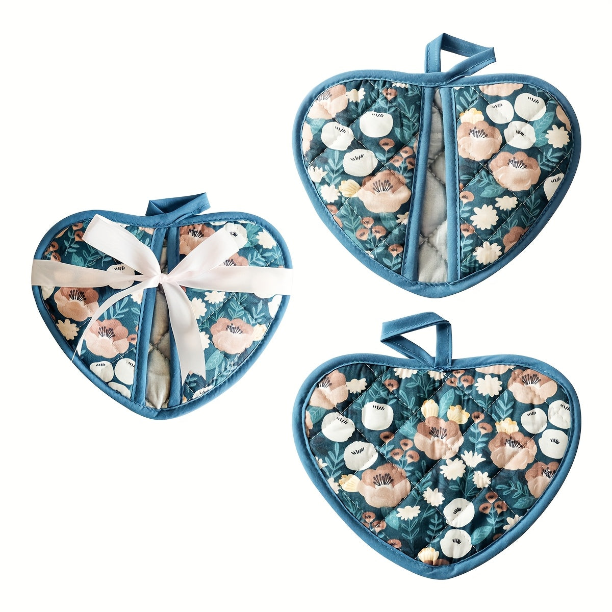 Maliben | Keukenhart Heat Resistant Oven Mitt Set – Decorative Heart Shaped Grip Pads