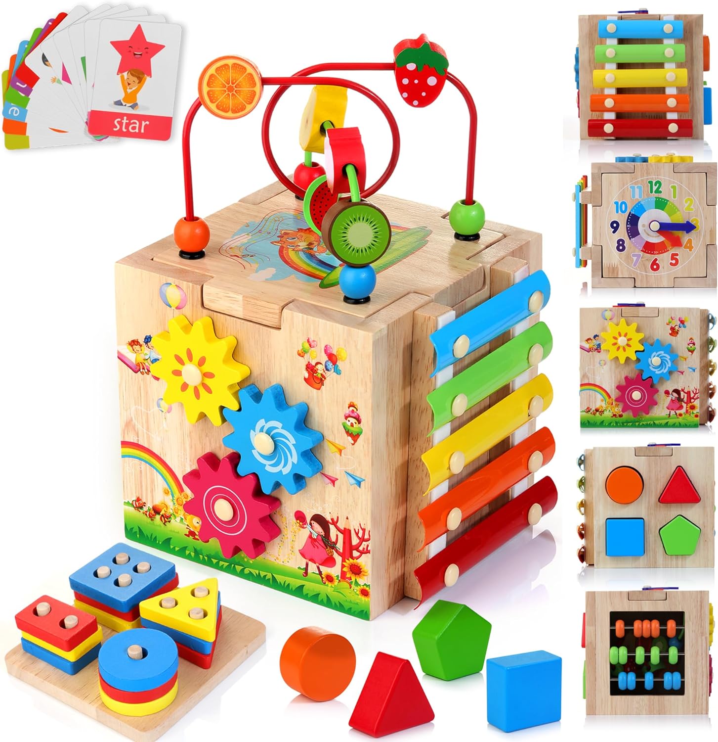 Maliben | Stylish 8-In-1 Montessori Activity Cube - Educational Play Fun For Babies
